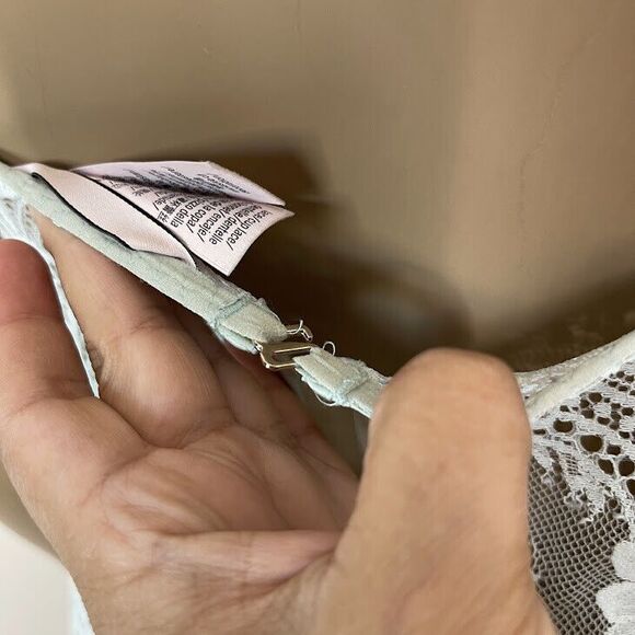 Victoria Secret Slip Dress Small Lace Teal Sheer Chemise Coquette Whimsical - Picture 7 of 10